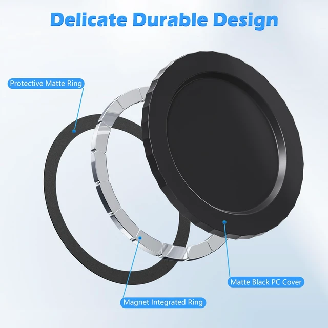 Alt view image 7 of 7 - Magnetic Base Compatible with PopSocket Phone Grips and MagSafe iPhone Series Case, Removable Kindle/Phone Holder Base, Thin & Light Portable Plate, Pure Black