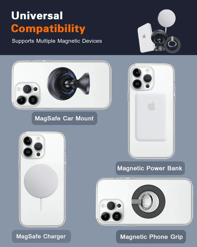 Alt view image 5 of 7 - Universal Metal Rings Compatible with Magnetic Sticker,Magnetic Ring for Phone Cases & Wireless Charging (10 Matte White)