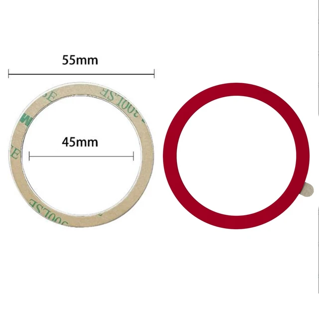 Alt view image 2 of 6 - Universal Metal Ring Sticker, 3Pcs, Red | Compatible with iPhone/Samsung/Android Cellphones, Magnetic Phone Charger/Mount/Holder Conversion