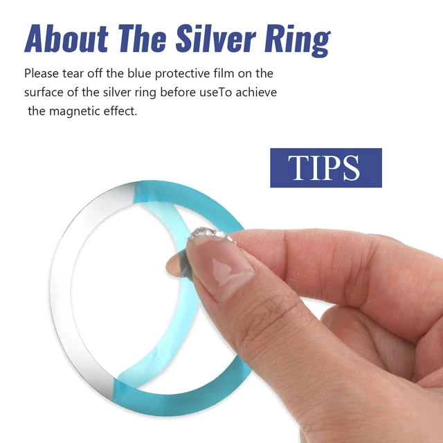 Alt view image 3 of 7 - 10 Pack Universal Metal Rings, Magnetic Ring for Phone Cases | Ultra-Thin Wireless Charging Magnetic Ring for Wireless Charger Case (5 Silver+5 Black)