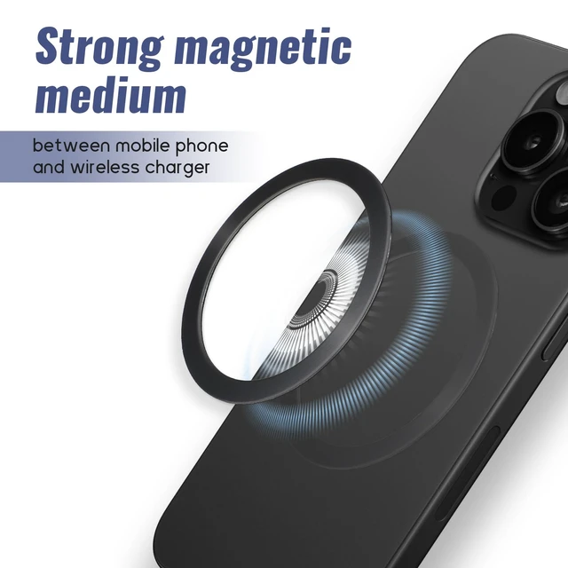 Alt view image 4 of 7 - 10 Pack Universal Metal Rings, Magnetic Ring for Phone Cases | Ultra-Thin Wireless Charging Magnetic Ring for Wireless Charger Case (5 Silver+5 Black)