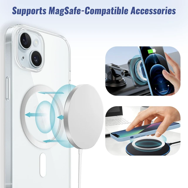 Alt view image 5 of 7 - 10 Pack Universal Metal Rings, Magnetic Ring for Phone Cases | Ultra-Thin Wireless Charging Magnetic Ring for Wireless Charger Case (5 Silver+5 Black)