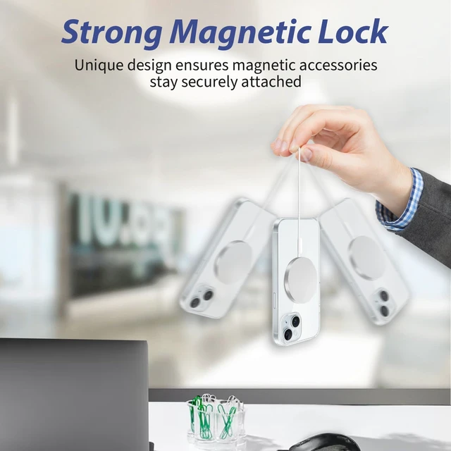 Alt view image 6 of 7 - 10 Pack Universal Metal Rings, Magnetic Ring for Phone Cases | Ultra-Thin Wireless Charging Magnetic Ring for Wireless Charger Case (5 Silver+5 Black)