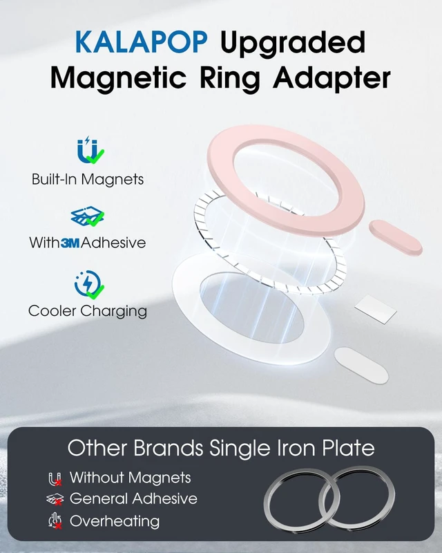 Alt view image 3 of 7 - for Magsafe Magnet Sticker,2PCS,Magnetic Adapter Ring for Phone Cases&Wireless Charging,Mag Safe Accessories,Compatible with iPhone 16/15/14/13,Galaxy S24/S23/S22/Ipad/Kindle (Pink 1PCS)