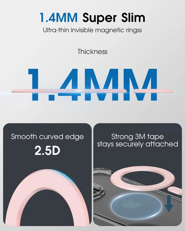 Alt view image 6 of 7 - for Magsafe Magnet Sticker,2PCS,Magnetic Adapter Ring for Phone Cases&Wireless Charging,Mag Safe Accessories,Compatible with iPhone 16/15/14/13,Galaxy S24/S23/S22/Ipad/Kindle (Pink 1PCS)