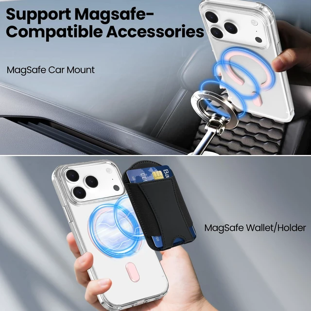 Alt view image 3 of 7 - 2 Pack Universal MagSafe Ring Adapter, Magnetic Ring Magnet Sticker | Compatible with Magsafe Accessories & Wireless Charging for iPhone 18/17/16/15/14/13/12 Pro Max Air, Galaxy S26/S25, Pink