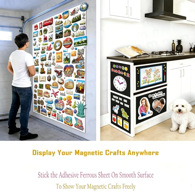 Alt view image 7 of 7 - 6 Pack, White Adhesive Metal Sheets-8.5 x 12.3, Ferrous Sheet for Magnets Receptive, 40 Mil Thin Flexible Rubber Steel, Magnetic Miniatures Organization Fits Standard US Really Useful Box