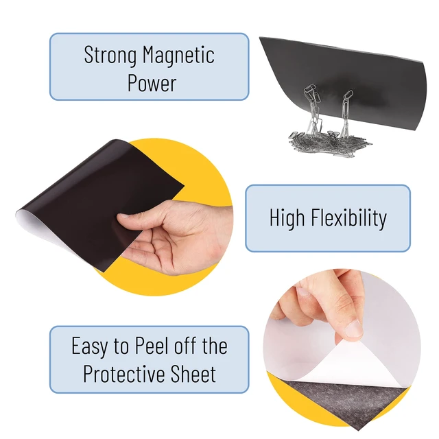 Alt view image 3 of 6 - Adhesive Magnetic Sheets, 4" x 6", 16 Pack, with Adhesive Backing, Flexible Picture Magnets, Cuttable Magnetic Sheets