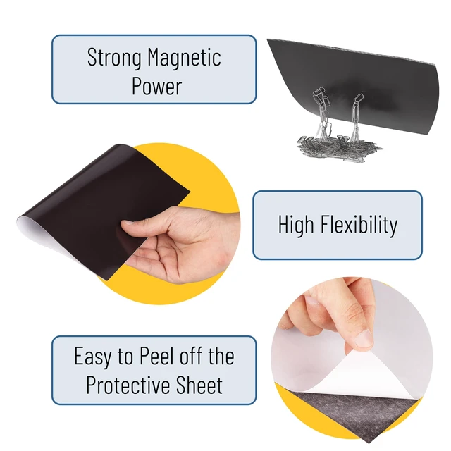 Alt view image 3 of 7 - Flexible Magnetic Sheets with Adhesive Backing, 12" x 16", 10 Pack | Magnet Sheets with Adhesive