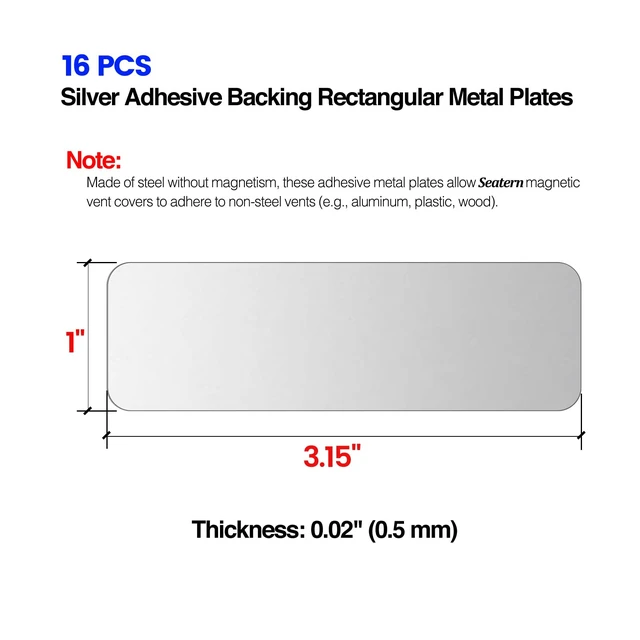 Alt view image 2 of 5 - Adhesive Metal Plates for Magnetic Mounts, 1" x 3.15", 16 Pack Steel Strips with Adhesive Backing for Magnets on Non-Steel Vents