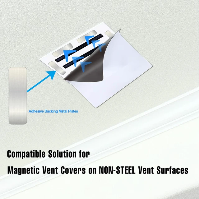 Alt view image 4 of 5 - Adhesive Metal Plates for Magnetic Mounts, 1" x 3.15", 16 Pack Steel Strips with Adhesive Backing for Magnets on Non-Steel Vents