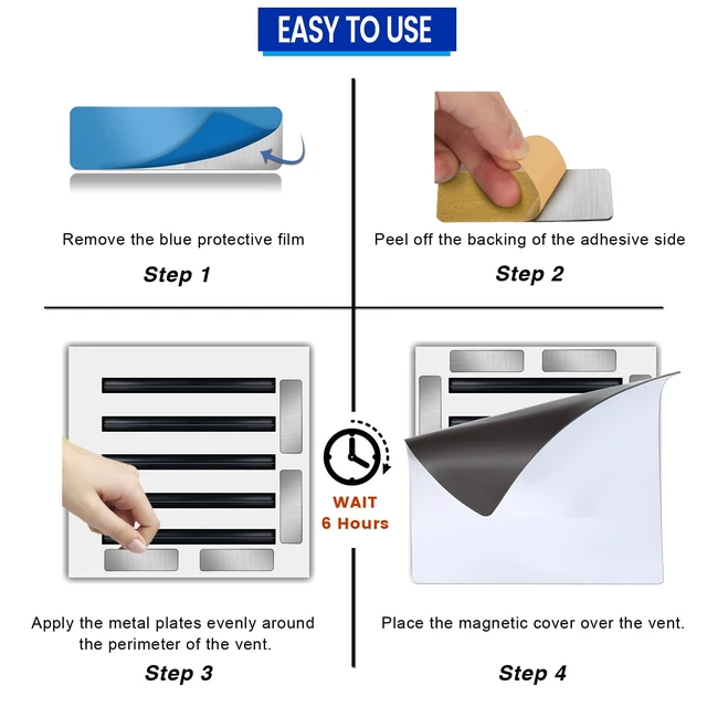 Alt view image 5 of 5 - Adhesive Metal Plates for Magnetic Mounts, 1" x 3.15", 16 Pack Steel Strips with Adhesive Backing for Magnets on Non-Steel Vents