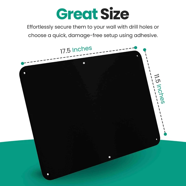 Alt view image 2 of 7 - 17.5inchX11.5inch Large Stainless Steel Plate for Magnets, 3M Adhesive Back, Mounting Screws, Ideal for Magnetic Shelf, Spice Holders, Colorful Magnets as a Gift. Mount Anywhere! (Black, 1 Pack)