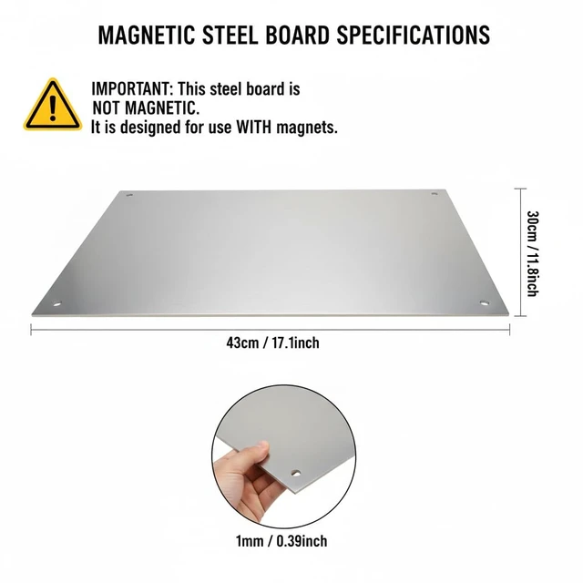 Alt view image 2 of 6 - 17.1" x 11.8" 2 Pack Alloy Steel Magnetic Board - Magnet Bulletin Board to Display Magnetic Letters Numbers Animal, Poetry, Spice Jars, Notes, Photos, Suitable for Wal (2)