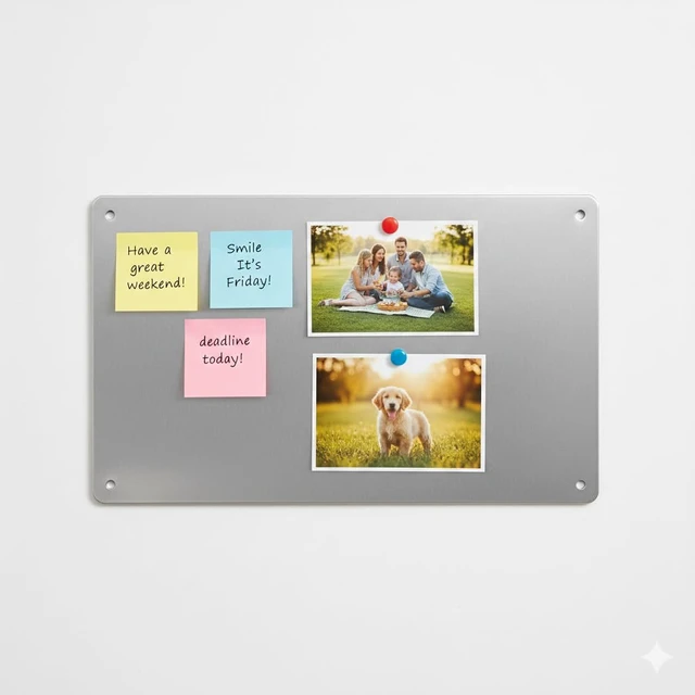 Alt view image 5 of 6 - 17.1" x 11.8" 2 Pack Alloy Steel Magnetic Board - Magnet Bulletin Board to Display Magnetic Letters Numbers Animal, Poetry, Spice Jars, Notes, Photos, Suitable for Wal (2)