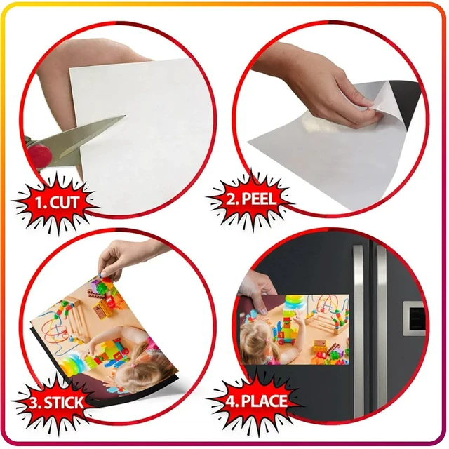 Alt view image 2 of 7 - Magnetic Sheets with Adhesive Backing for Crafts, DIY. 12 Strong Craft Magnets 8.5" x 11" to Make Flexible Magnet Self Sticky Tapes, Strips, Squares, Sheet for School Classroom Board, Fridge, Photos