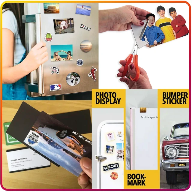 Alt view image 5 of 7 - Magnetic Sheets with Adhesive Backing for Crafts, DIY. 12 Strong Craft Magnets 8.5" x 11" to Make Flexible Magnet Self Sticky Tapes, Strips, Squares, Sheet for School Classroom Board, Fridge, Photos
