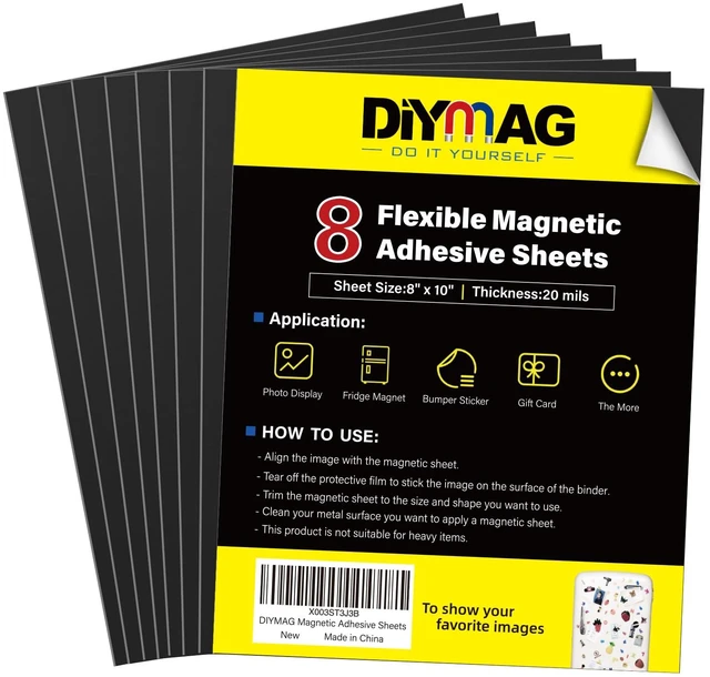Main image of Magnetic Adhesive Sheets,8" x 10" 8 Pack Flexible Magnets for Craft | Photo Mat Cuttable Magnet Classroom Must Have Decorations Easy Peel Stickers for Planning and Organization,Rectangular