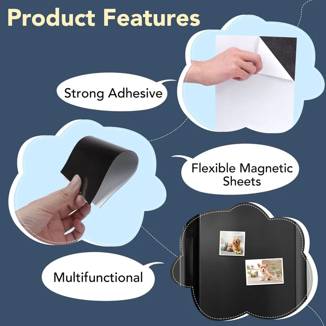 Alt view image 3 of 7 - Magnetic Adhesive Sheets,8" x 10" 8 Pack Flexible Magnets for Craft | Photo Mat Cuttable Magnet Classroom Must Have Decorations Easy Peel Stickers for Planning and Organization,Rectangular