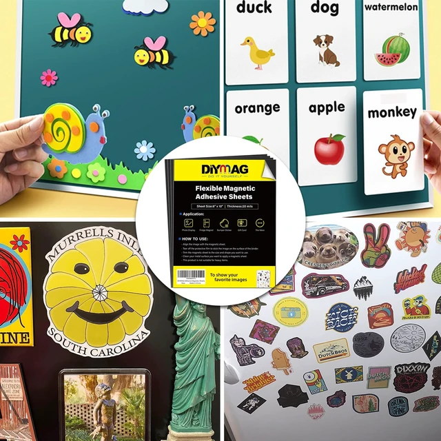Alt view image 4 of 7 - Magnetic Adhesive Sheets,8" x 10" 8 Pack Flexible Magnets for Craft | Photo Mat Cuttable Magnet Classroom Must Have Decorations Easy Peel Stickers for Planning and Organization,Rectangular