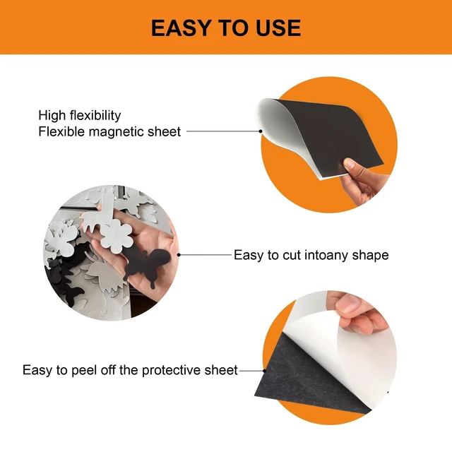 Alt view image 5 of 7 - Magnet Sheets with Adhesive, 12x8.5" Magnetic Sheets for Crafts & Stickers | Large size flexible cuttable sheets for photos, die storage & DIY; strong peel-and-stick backing for classroom crafts