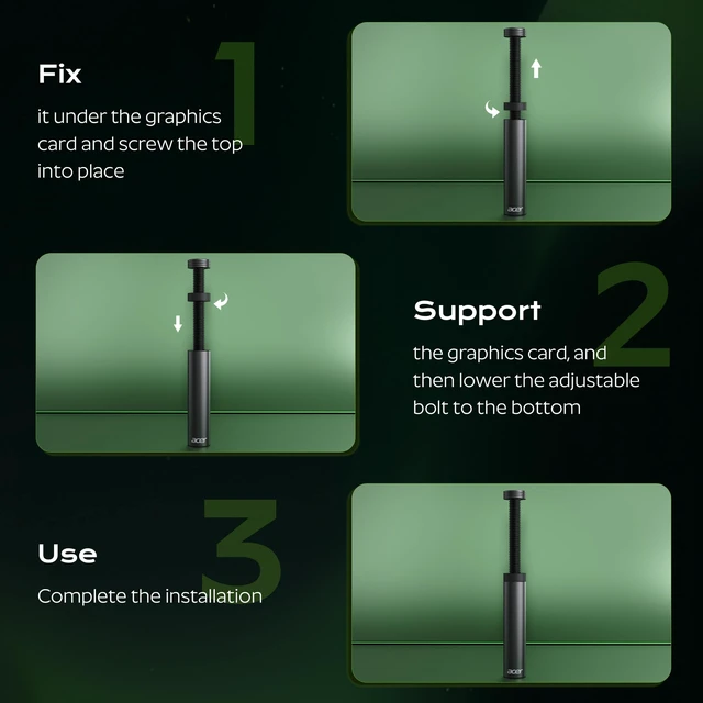 Alt view image 6 of 7 - GPU Support Bracket, GPU Stand with Magnet Non-Slip Base,(L, 70-120mm) | Adjustable Graphics Card Holder, Video Card Sag Holder Bracket Fits Most Cases, Tool-Free GPU Brace