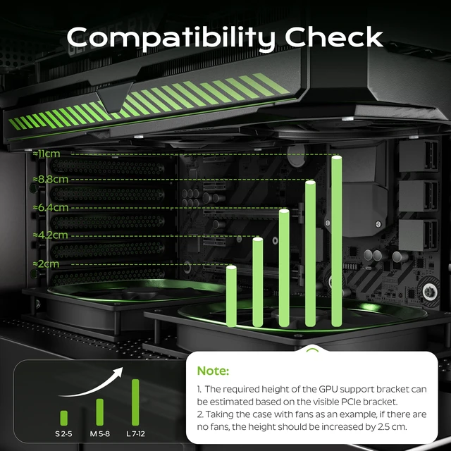 Alt view image 7 of 7 - GPU Support Bracket, GPU Stand with Magnet Non-Slip Base,(L, 70-120mm) | Adjustable Graphics Card Holder, Video Card Sag Holder Bracket Fits Most Cases, Tool-Free GPU Brace