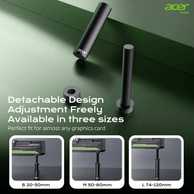 Alt view image 5 of 7 - GPU Support Bracket, GPU Stand with Magnet Non-Slip Base,(L, 70-120mm) | Adjustable Graphics Card Holder, Video Card Sag Holder Bracket Fits Most Cases, Tool-Free GPU Brace