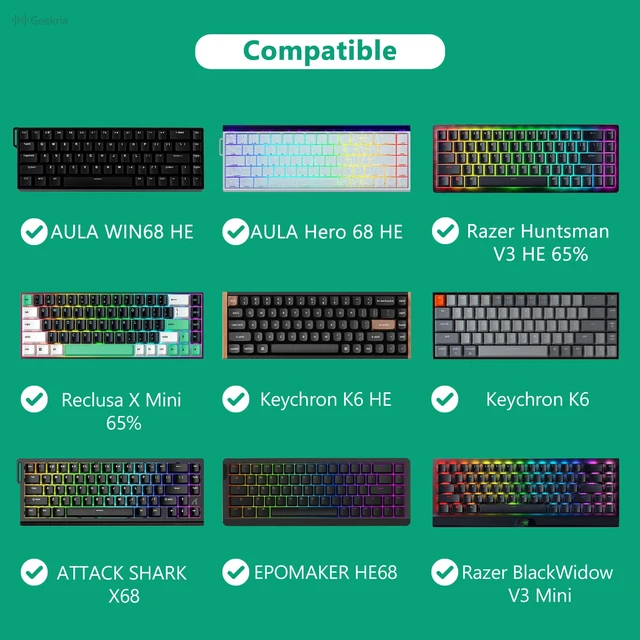 Alt view image 2 of 6 - Keyboard Dust Cover Compatible with Aula WIN68 / Hero 68 HE, Razer Huntsman V3 HE 65% / Reclusa X Mini 65%, Keychron K6 HE / K6, Attack Shark X68, Clear Acrylic Keyboard Cover