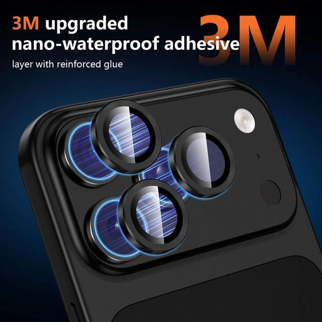 Alt view image 4 of 7 - for iPhone 18 Pro Camera Lens Protector, Ultra HD Individual Camera Lens Ring 9H Tempered Glass Camera Cover, Scratch-Proof Metal Aluminum Alloy Precise Fit Case Friendly,Black