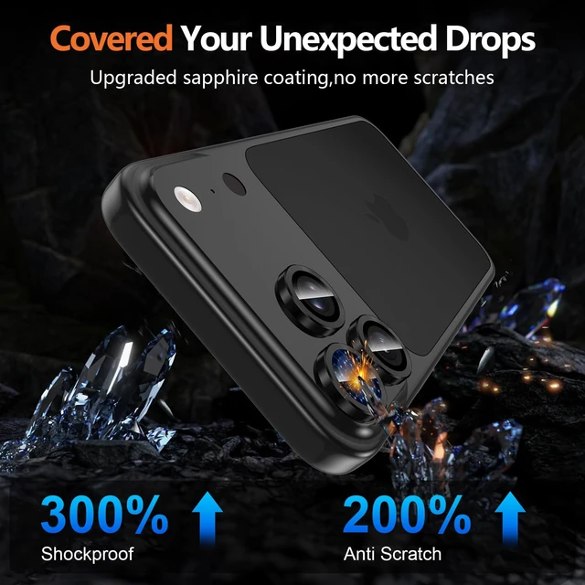 Alt view image 5 of 7 - for iPhone 18 Pro Camera Lens Protector, Ultra HD Individual Camera Lens Ring 9H Tempered Glass Camera Cover, Scratch-Proof Metal Aluminum Alloy Precise Fit Case Friendly,Black
