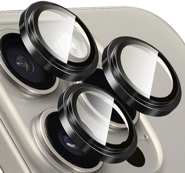 Main image of Camera Lens Protector for iPhone 13 Pro & 13 Pro Max, Black | AR+AF, 9H Tempered Glass, Individual Metal Ring, Anti Glare, Fall Protection, Camera Screen Cover