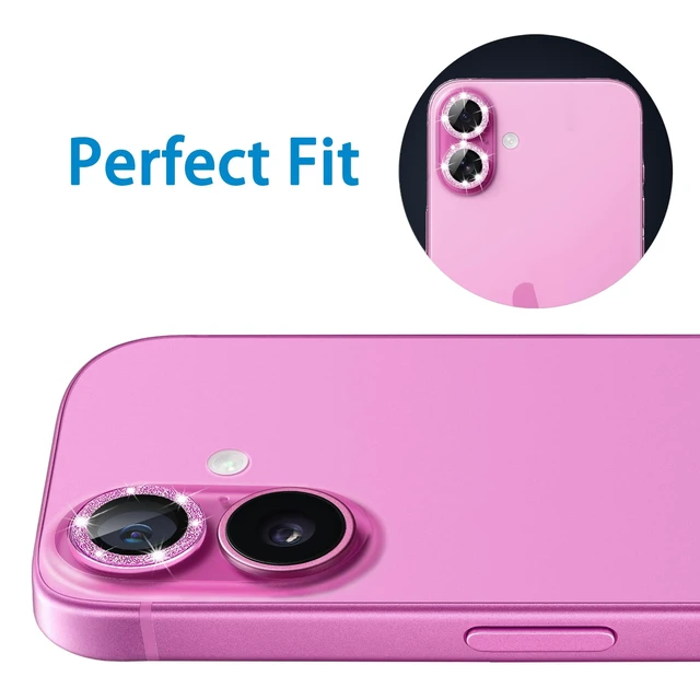Alt view image 6 of 7 - Designed for iPhone 16 and 16 Plus Camera Lens Protector, Bling Glitter Diamond Lens Cover 9H Tempered Glass Camera Cover Anti Scratch Shockproof Screen Protector