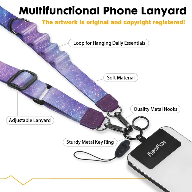 Alt view image 2 of 6 - Phone Lanyard Crossbody Strap Neck Adjustable Teacher Women Nebula | for Cell Phone Case Keys ID Badges, Anti Theft, Multifuctional, Cute Phone Holder, Travel Hiking Essential Accessories, Gifts