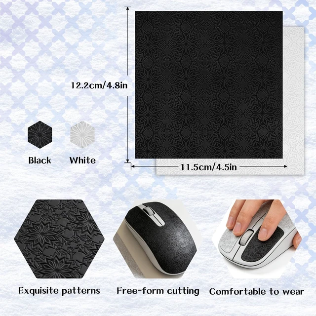 Alt view image 2 of 6 - DIY Adhesive Universal Gaming Mouse Grip Tape, Anti Slip Sweat Resistant Pre-Cut Mouse Grip Pads, Diamond Texture, Mouse Control Upgrade for PC Gaming Mice (2 Pcs)