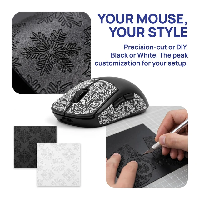 Alt view image 5 of 6 - DIY Adhesive Universal Gaming Mouse Grip Tape, Anti Slip Sweat Resistant Pre-Cut Mouse Grip Pads, Diamond Texture, Mouse Control Upgrade for PC Gaming Mice (2 Pcs)