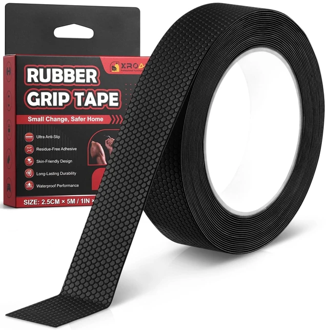 Main image of Rubber Grip Tape for Handles 1" x 16.4Ft Tools Anti Slip Rubber Tape Black | Ultra-Thin Black Rubber Anti-Slip Grip Tape, Textured, Strong Adhesive, Wear Resistant, Easy to Cut for Tool Handles