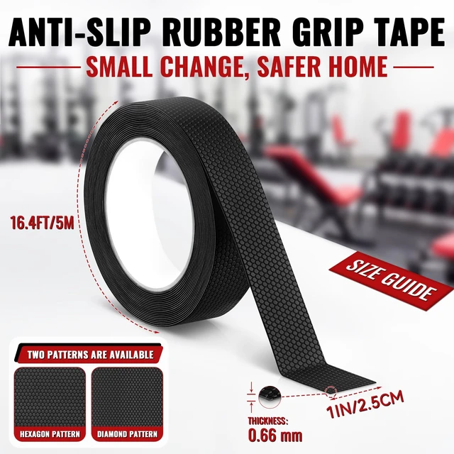 Alt view image 2 of 7 - Rubber Grip Tape for Handles 1" x 16.4Ft Tools Anti Slip Rubber Tape Black | Ultra-Thin Black Rubber Anti-Slip Grip Tape, Textured, Strong Adhesive, Wear Resistant, Easy to Cut for Tool Handles
