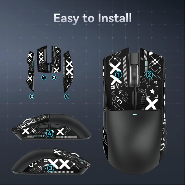 Alt view image 7 of 7 - Mouse Anti-Slip Grip Tape for Superlight Wireless Gaming Mice,Universal Fit, Sweat-Resistant, Elastic Side Grips, Effortless Application, Ultra-Thin Design (0.5mm/0.02in)- Black