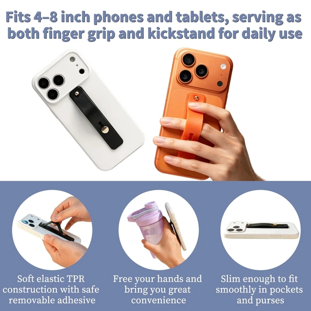 Alt view image 3 of 6 - 10 Pack Cell Phone Grip Strap Holder for Most Cell Phones & Cases | 10pcs telescopic Cell Phone Grip Holder, phone finger strap Stand, Ultra Slim, anti-slip & lightweight, multiple colors