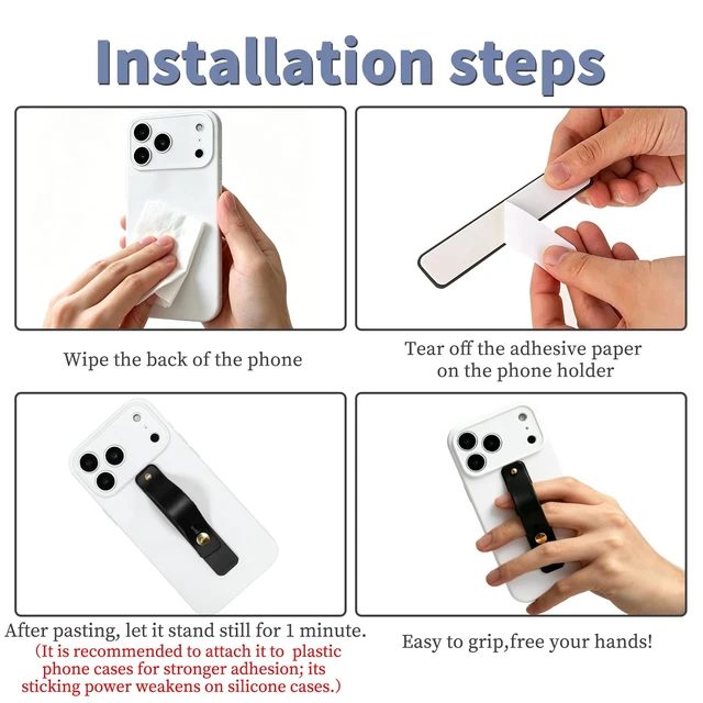 Alt view image 4 of 6 - 10 Pack Cell Phone Grip Strap Holder for Most Cell Phones & Cases | 10pcs telescopic Cell Phone Grip Holder, phone finger strap Stand, Ultra Slim, anti-slip & lightweight, multiple colors