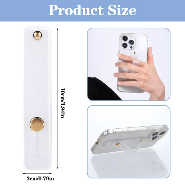 Alt view image 2 of 7 - 2Pcs Phone Case Holder Strap, Phone Loops for Back of Phones | White Silicone Kickstand Cellphone Strap Grip Holder for Most Mobile Phones Case