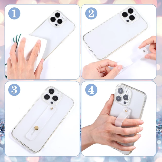 Alt view image 5 of 7 - 2Pcs Phone Case Holder Strap, Phone Loops for Back of Phones | White Silicone Kickstand Cellphone Strap Grip Holder for Most Mobile Phones Case