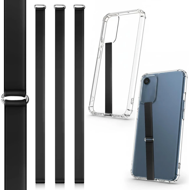 Main image of 3 Pcs Silicone Phone Grip Anti Slip Finger Loop Holder Strap Flexible Elastic Universal Phone Loops Back of Cell Phones Case Closures for Travel Office Shopping (Black)