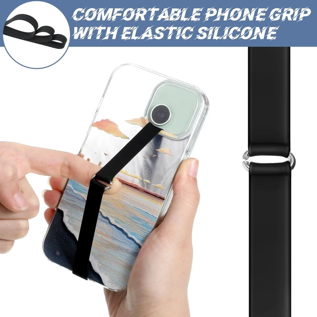 Alt view image 5 of 7 - 3 Pcs Silicone Phone Grip Anti Slip Finger Loop Holder Strap Flexible Elastic Universal Phone Loops Back of Cell Phones Case Closures for Travel Office Shopping (Black)