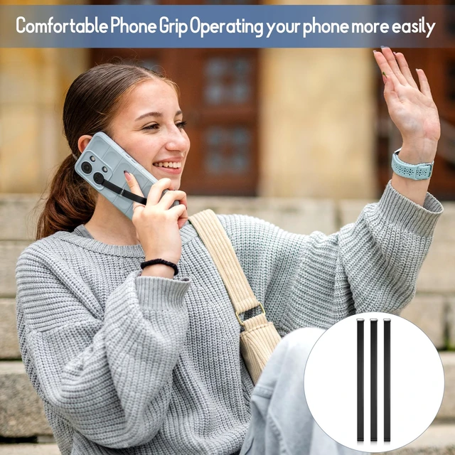 Alt view image 7 of 7 - 3 Pcs Silicone Phone Grip Anti Slip Finger Loop Holder Strap Flexible Elastic Universal Phone Loops Back of Cell Phones Case Closures for Travel Office Shopping (Black)