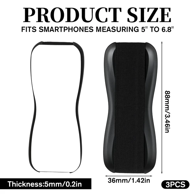 Alt view image 2 of 7 - Phone Case Finger Strap, 3 Pack Black Phone Grip Strap, Universal Elastic Phones Grips for Back of Phones, Lightweight Portable Smartphone Case Holder for Most Smartphones Cases