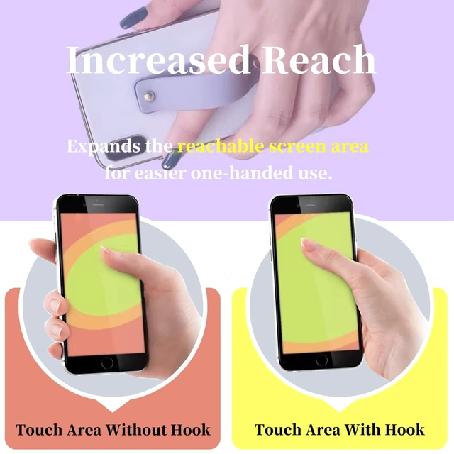 Alt view image 2 of 6 - Cell Phone Finger Holder Grip Loop Accessories for Hand, Mobile Phone Knob Handle Kickstand Strap Hooks for Back of Silicone Phone Case - 6 Pack (Black Green Purple Off-White Brown Pink)