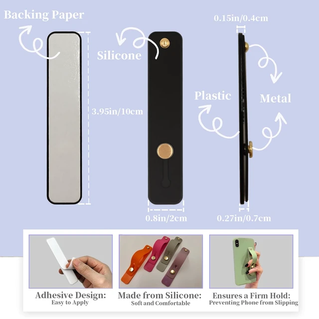 Alt view image 3 of 6 - Cell Phone Finger Holder Grip Loop Accessories for Hand, Mobile Phone Knob Handle Kickstand Strap Hooks for Back of Silicone Phone Case - 6 Pack (Black Green Purple Off-White Brown Pink)