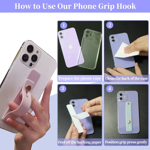 Alt view image 6 of 6 - Cell Phone Finger Holder Grip Loop Accessories for Hand, Mobile Phone Knob Handle Kickstand Strap Hooks for Back of Silicone Phone Case - 6 Pack (Black Green Purple Off-White Brown Pink)